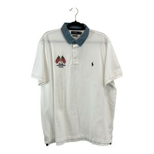 Polo Ralph Lauren Mens XXL White Slim Fit Denim Collar USA Flag Shirt New NWT